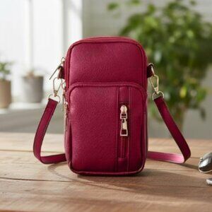 Red Faux Leather Mini Sling Bag